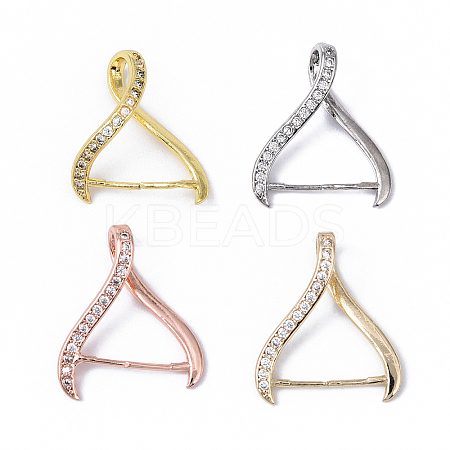 4Pcs 4 Colors Rack Plating Brass Micro Pave Cubic Zirconia Ice Pick Pinch Bails KK-YW0003-43-1
