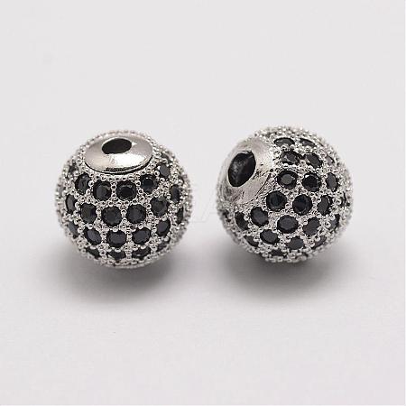 Brass Micro Pave Cubic Zirconia Beads ZIRC-E110-06P-1