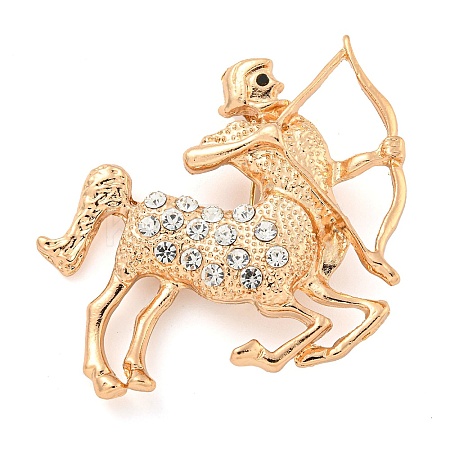 Golden Zinc Alloy with Rhinestone Brooches LS-JEWB-B018-03G-09-1