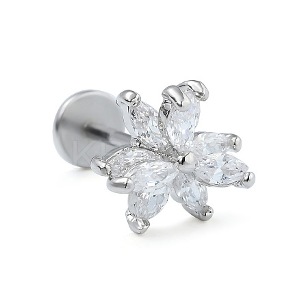 Stainless Steel Micro Pave Clear Cubic Zirconia Cartilage Earrings for Women Men WG39C06-04-1
