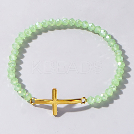 Boho Cross with Glass Beaded Stretch Bracelet for Women SW0705-6-1