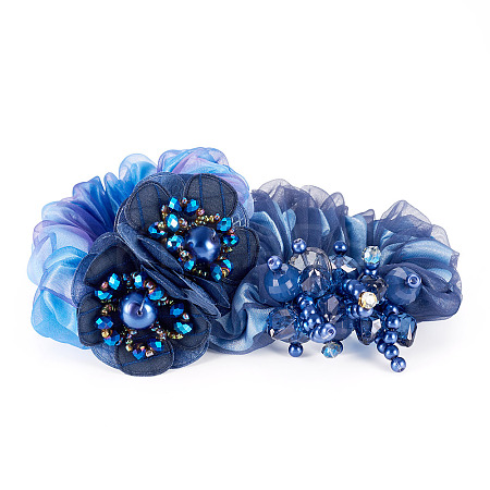 2Pcs 2 Colors Chic Solid Color French Satin Pigtail Hair Tie for Elegant Hairstyles OHAR-TA0001-11-1