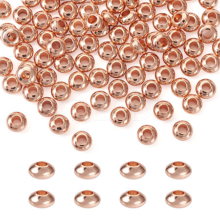 100Pcs Brass Flat Round Spacer Beads KK-MP0001-01-1