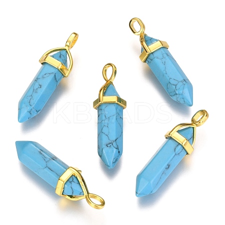 Synthetic Turquoise Double Terminated Pointed Pendants G-G902-C03-1