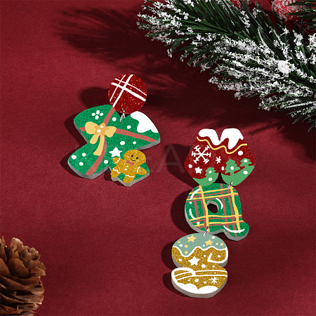 Christmas Theme Acrylic Dangle Stud Earrings FS-WG16439-07-1