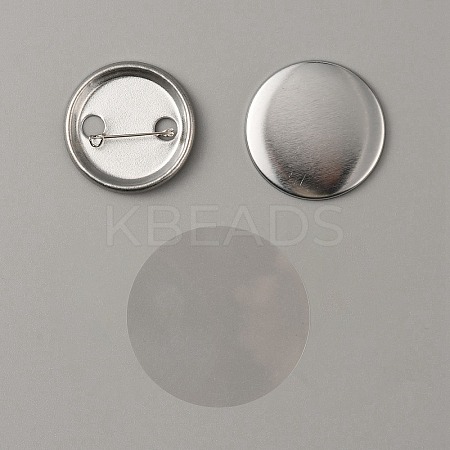 Flat Round Iron Badge Button Parts DIY-WH0297-15C-1