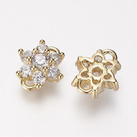 Brass Micro Pave Grade AAA Cubic Zirconia Links ZIRC-G086-13G-NR-1
