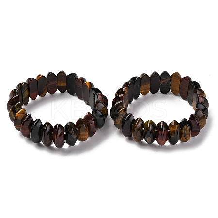 Bicone Natural Yellow Blue Tiger Eye Beads Stretch Bracelets for Women Men BJEW-C097-05P-1