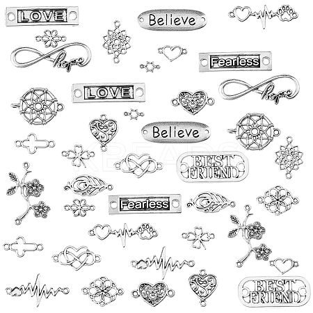 60Pcs 20 Styles Tibetan Style Alloy Connector Charms TIBE-SC0002-51-1