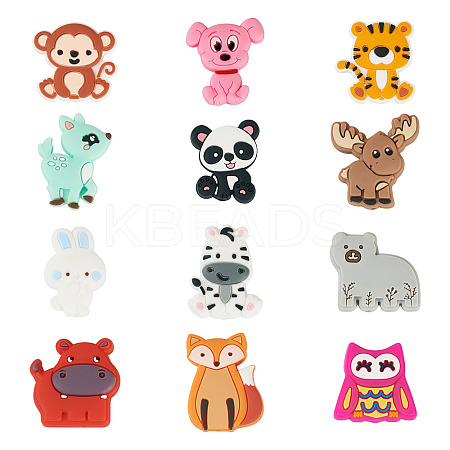 12Pcs 12 Styles Food Grade Silicone Focal Beads SIL-TA0002-62-1