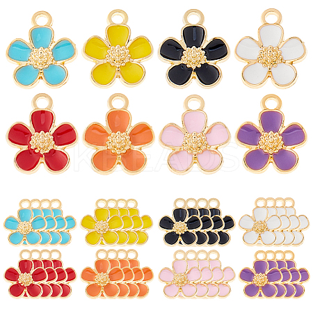 40Pcs 8 Colors Eco-Friendly Zinc Alloy Pendants ENAM-DC0001-90-1