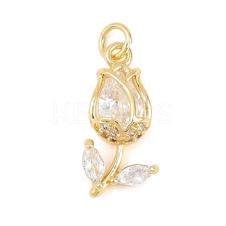 Brass Micro Pave Clear Cubic Zirconia Pendants KK-F931-13G-02-1