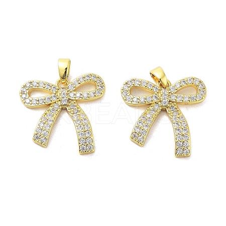 Rack Plating Brass Micro Pave Clear Cubic Zirconia Pendants KK-A205-03G-1