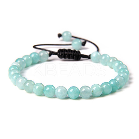 Natural Dyed Amazonite Round Bead Adjustable Braided Bracelets UO3136-40-1
