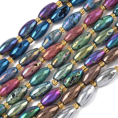 Electroplated Natural Druzy Geode Crystal Beads Strands G-G459-03A-1