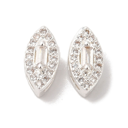 Brass Micro Pave Clear Cubic Zirconia Beads KK-G503-23S-1
