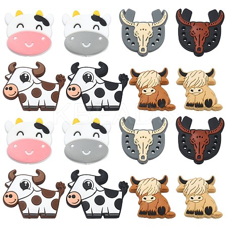 16Pcs 8 Style Food Grade Eco-Friendly Silicone Focal Beads SIL-CJ0001-11-1