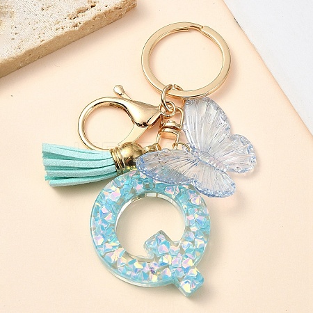 Resin & Acrylic & Faux Suede Tassel Keychain X1-KEYC-YW00117-17-1