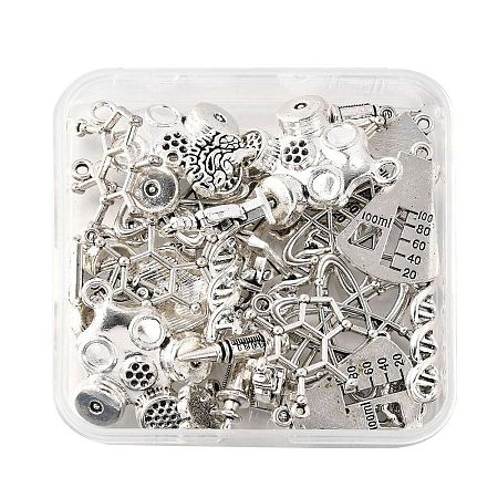 32Pcs 8 Styles Tibetan Style Alloy Charms TIBE-FP0001-07-1