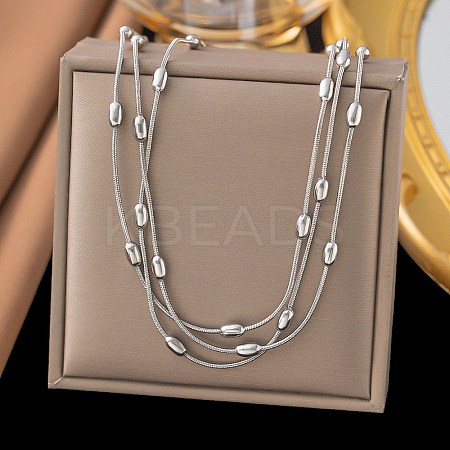 304 Stainless Steel Oval Snake Chain Necklaces NJEW-H046-03P-1