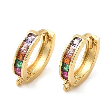 Rack Plating Brass Pave Colorful Cubic Zirconia Hoop Earrings for Women KK-Q781-06G-1