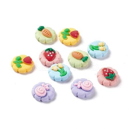 Spray Painted Resin Cabochons RESI-G031-20-1
