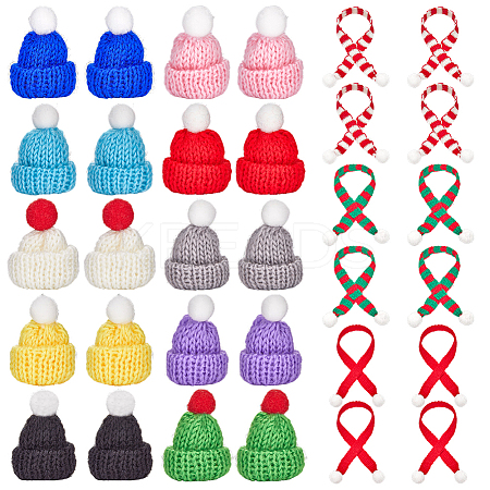 Woolen Crochet Mini Hat with Pom Pom Ball AJEW-GF0009-37-1