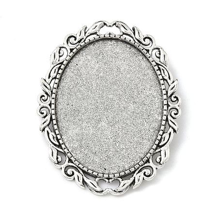 Oval Vintage Tibetan Alloy Brooch Cabochon Bezel Settings X-PALLOY-O037-08AS-W-1
