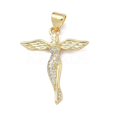 Brass Micro Pave Clear Cubic Zirconia Pendants KK-F930-29A-G-1