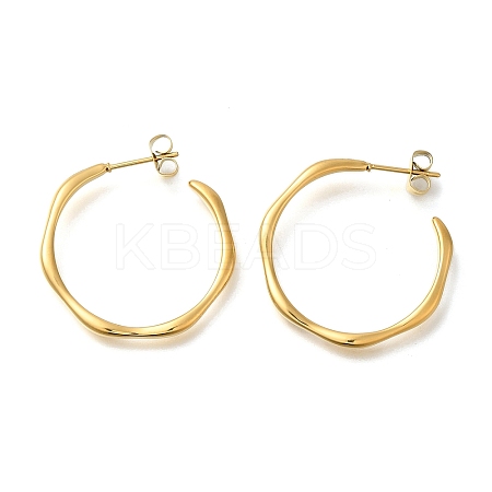 Ion Plating(IP) 304 Stainless Steel Ring Stud Earrings for Women EJEW-S227-57G-1