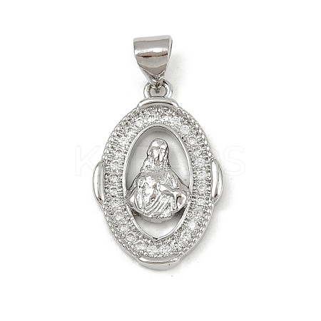 Brass Micro Pave Cubic Zirconia Pendants KK-P323-11E-P02-1
