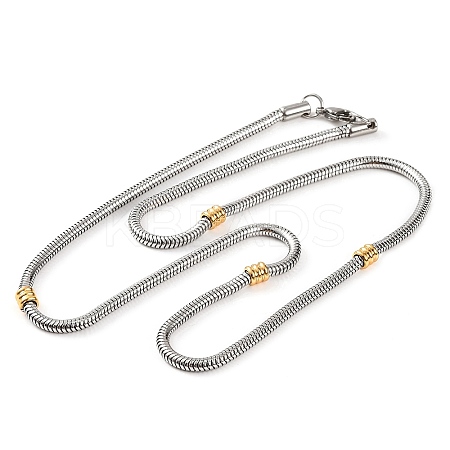 304 Stainless Steel Round Snake Chain Necklaces for Women NJEW-G140-13GP-1