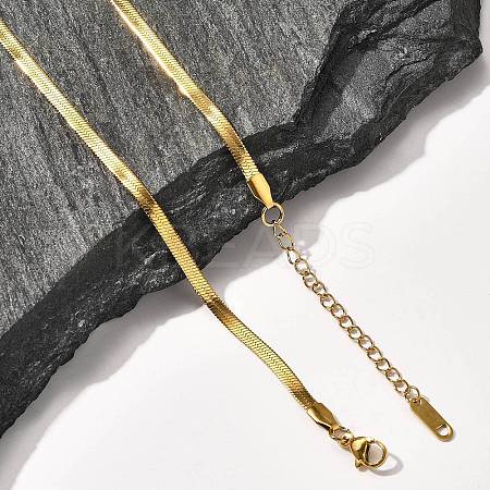 3mm Stainless Steel Flat Snake Chain Necklaces for Men Women NJEW-G160-03G-1