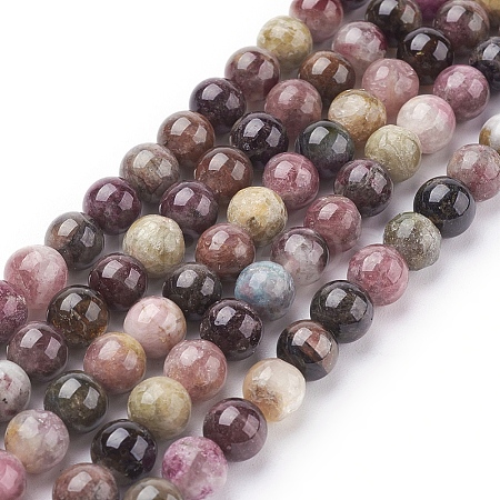 Natural Multicolor Tourmaline Beads strands G-C076-6mm-10-1