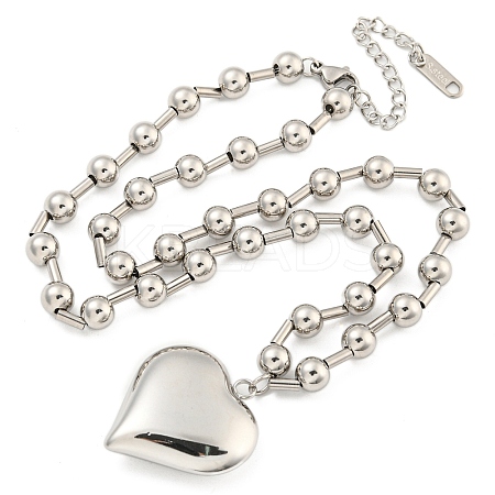 Non-Tarnish 304 Stainless Steel Heart Pendant Necklaces for Women NJEW-Z040-03P-1