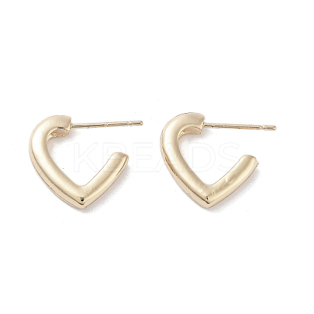 Half Heart Alloy Studs Earrings for Women EJEW-H309-09KCG-1