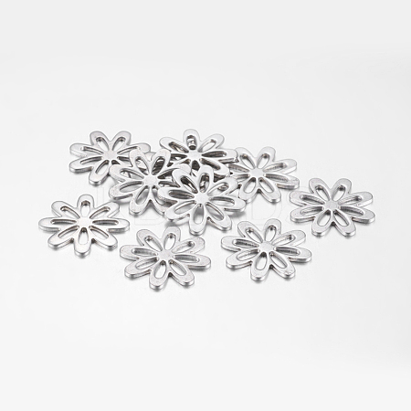 Tarnish Resistant Original Color Flower 201 Stainless Steel Pendants X-STAS-C014-1-1
