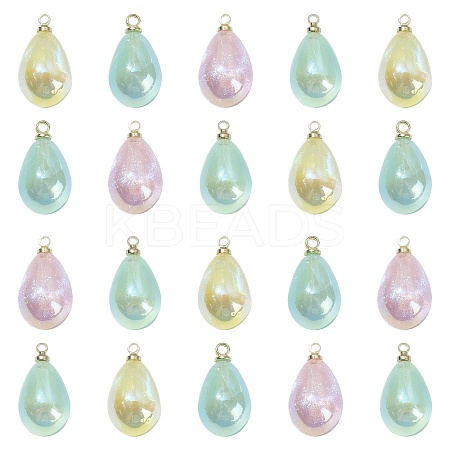 40Pcs 4 Colors Rainbow Iridescent Plating Acrylic Pendants MACR-CJ0001-59-1