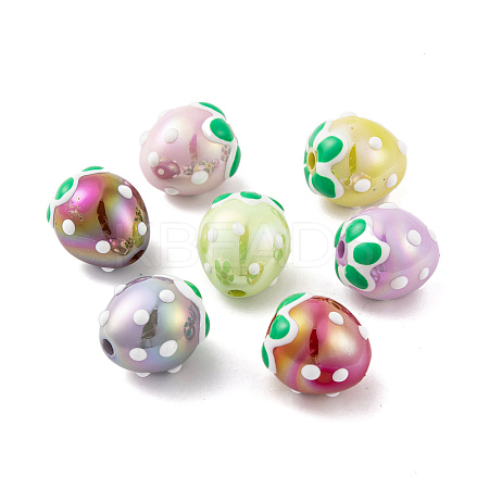 UV Plating Rainbow Iridescent Acrylic Beads X-PACR-C009-01-1