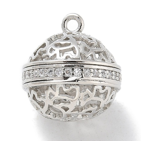 Rack Plating Brass Micro Pave Clear Cubic Zirconia Pendants KK-L224-005P-1