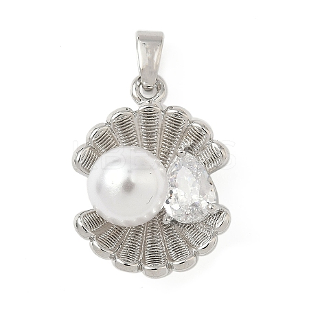 Brass Pave Cubic Zirconia Pendants KK-H076-02P-1