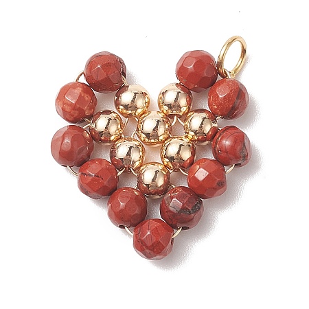 Natural Red Jasper Copper Wire Wrapped Pendants PALLOY-JF02037-04-1