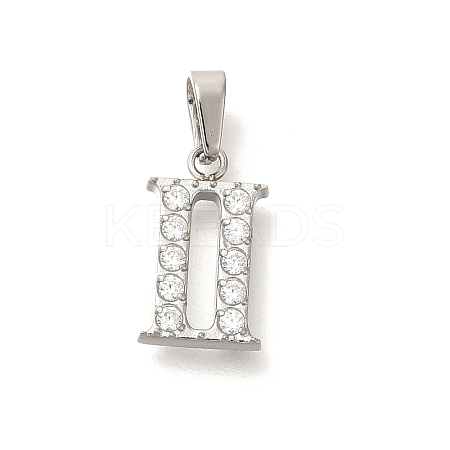 304 Stainless Steel Micro Pave Cubic Zirconia Pendants STAS-H228-02P-02-1