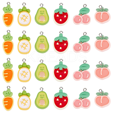 24Pcs 6 Styles Opaque Resin Pendants RESI-ME0001-03-1