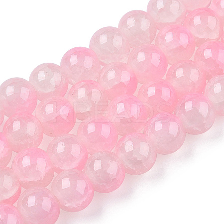 Crackle Baking Paint Imitation Jade Glass Beads Strands LS-DGLA-T003-10mm-01-1