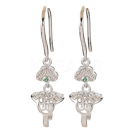 925 Sterling Silver Micro Pave Clear Cubic Zirconia Earring Hooks STER-U005-12P-1