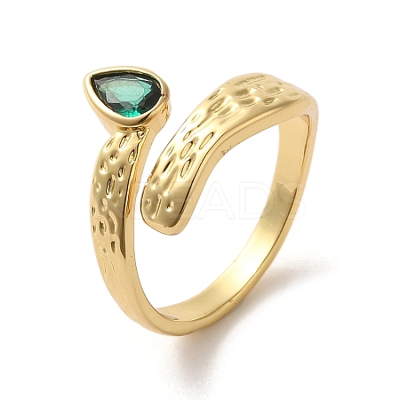 Brass Micro Pave Cubic Zirconia Solitaire Ring LS-RJEW-K259-01C-G-1