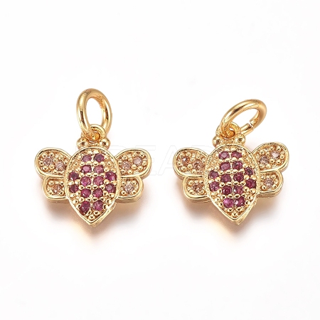 Brass Micro Pave Cubic Zirconia Charms ZIRC-I038-07G-1