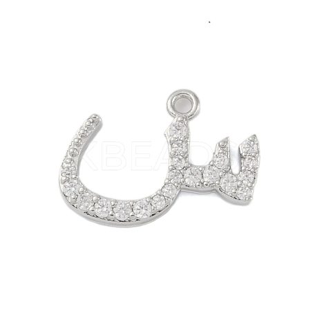 Rack Plating Brass Micro Pave Clear Cubic Zirconia Pendants KK-A224-03E-P-1