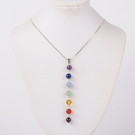 Natural Gemstone Pendant Necklaces X-NJEW-JN00938-1